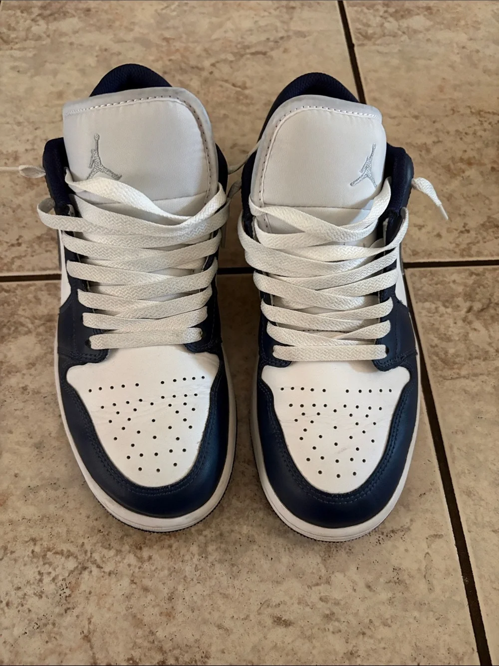 Jordan Low Top Sneakers in White and Navy